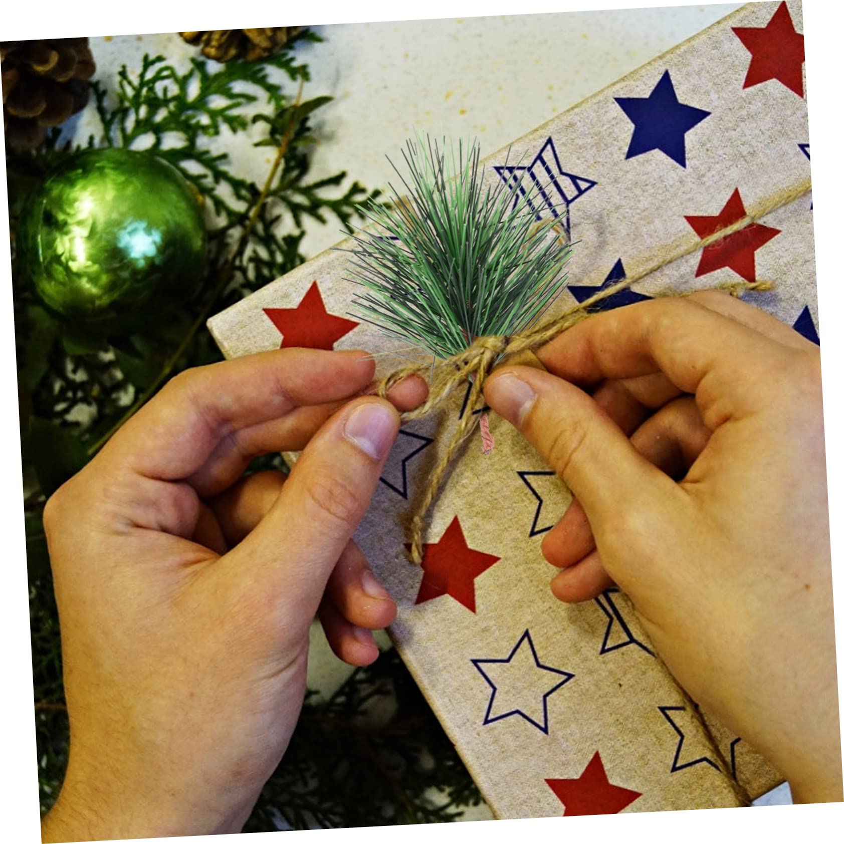 PRETYZOOM 24Pcs Lifelike Artificial Christmas Pine Branches for Tree Wreath Decoration Faux Pine Picks for Holiday Crafts Home Decor Photography Props