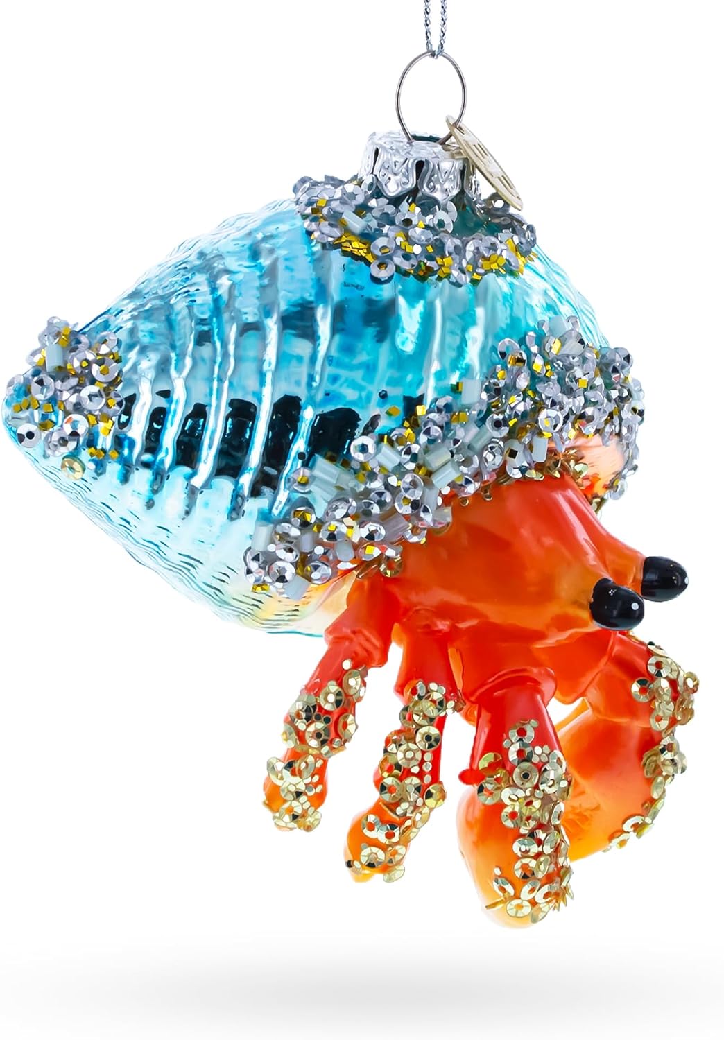 Orange Crab Blown Glass Christmas Ornament - Image 2