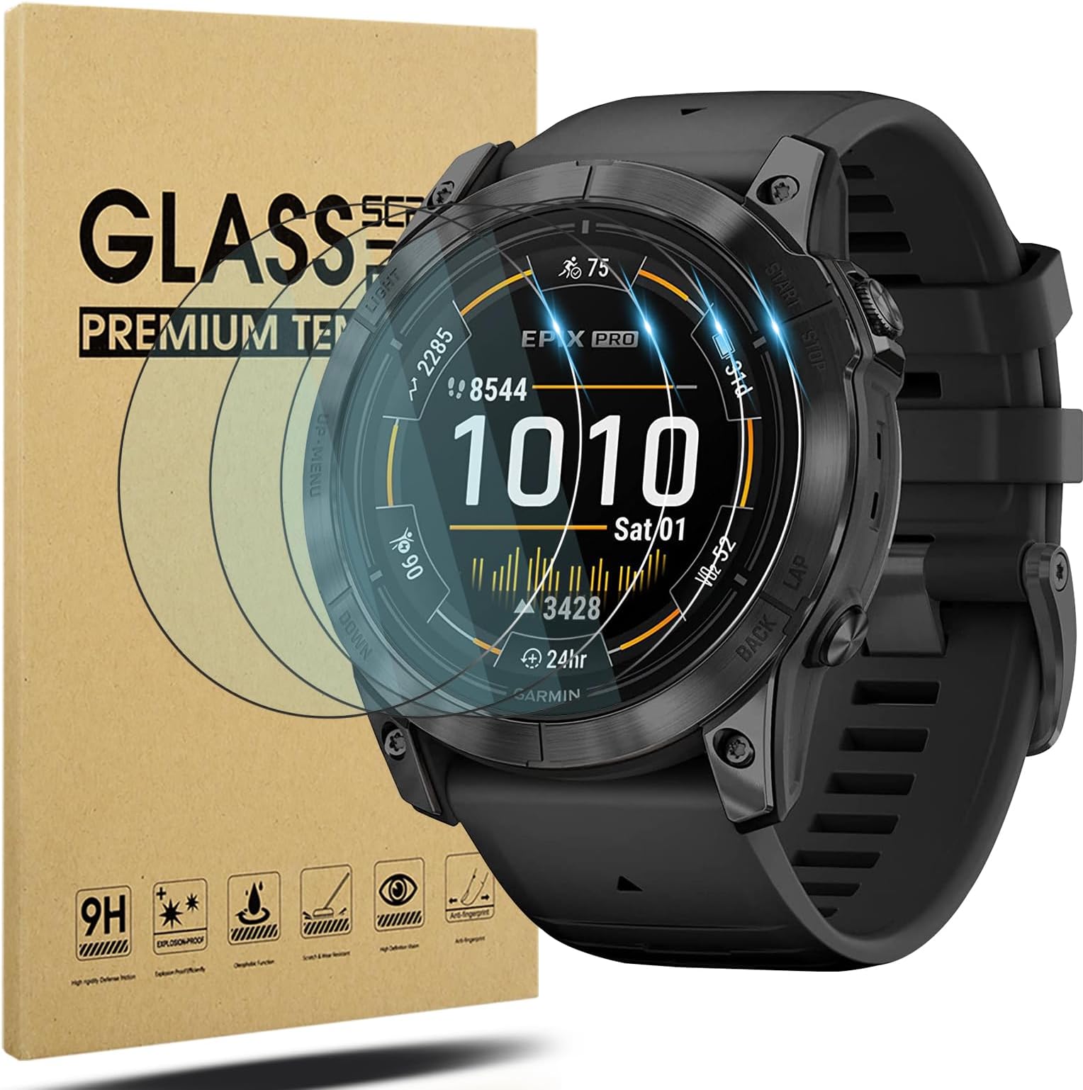 Suoman 4-Pack for Garmin Epix Pro 51mm Screen Protector,[Anti-Scratch] Full-Coverage 2.5D 9H Hardness Tempered Glass Screen Protective Film