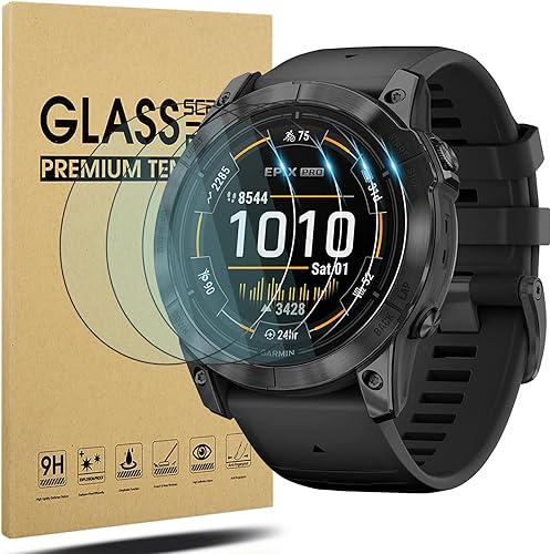 Suoman Paquete de 4 protectores de pantalla para Garmin Epix Pro de 2.008 in, antiarañazos, cobertura completa 2.5D 9H de dureza de vidrio templado