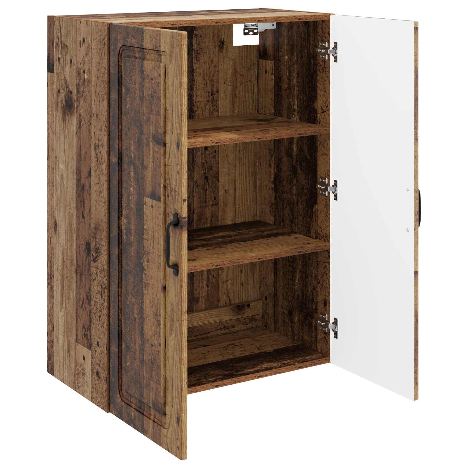 Armadietto da parete, 66 x 34,5 x 90 cm, in legno anticato, moderno, per cucina e soggiorno, con portaoggetti, versatile, montaggio a parete