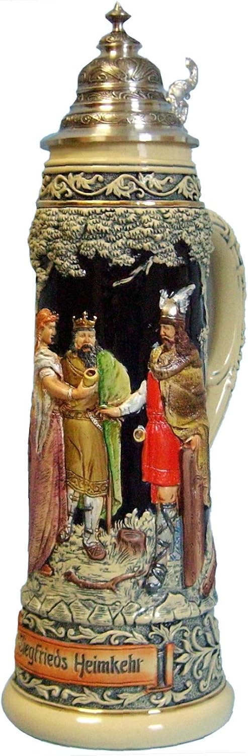 King German Beer Stein Siegfried's return, replica from year 1890 2 liter tankard, beer mug, Limitaet 2010