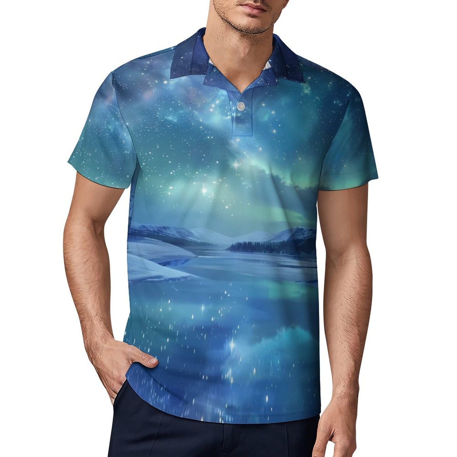 Starry Sky Novelty Men's Short Sleeve Shirts Funny Golf Tennis Work T-Shirt Sport Tee S