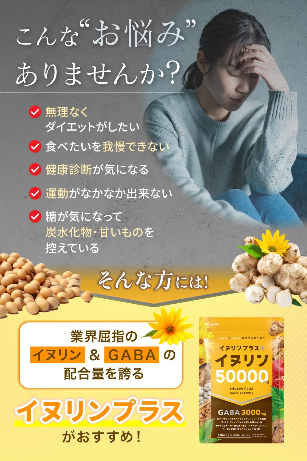 イヌリンプラス (値引き) Amazon.co.jp: santelife イヌリンプラス イヌリン 高配合50000mg GABA