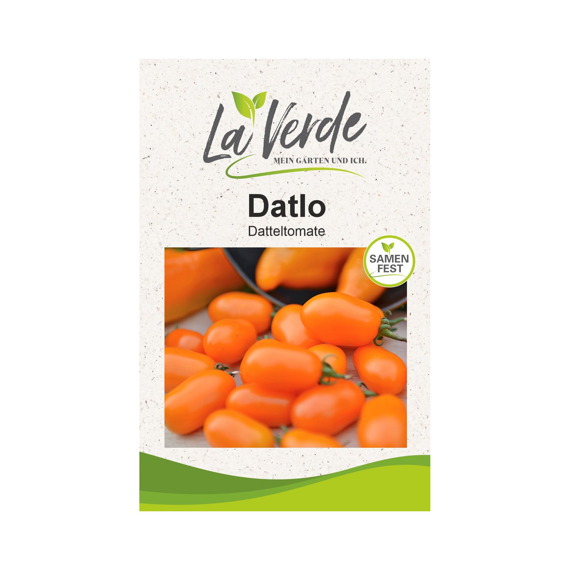 La Verde MEIN GARTEN UND ICH. Datlo Tomatensamen für ca. 10 Pflanzen, Datteltomate, süß-fruchtige Früchte, Saatgut ohne Gentechnik