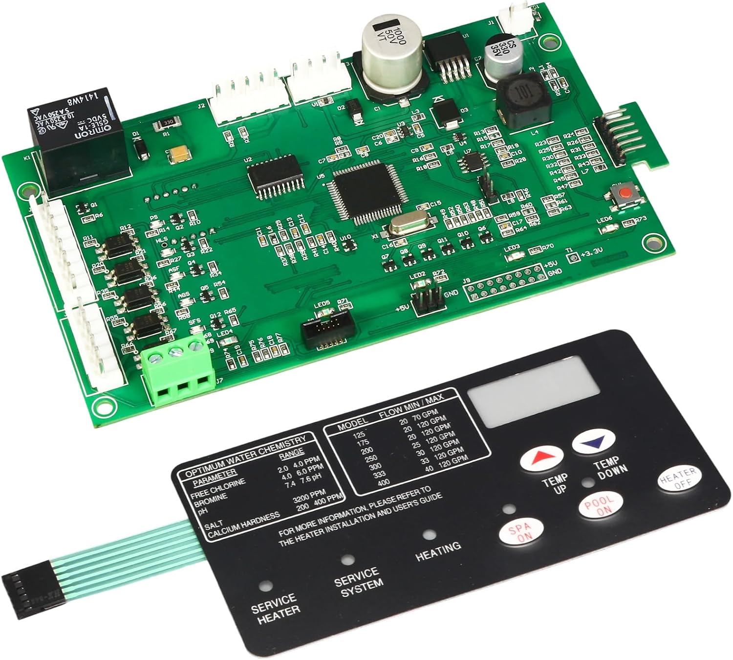 42002-0007S 461105 Control Board Kit with 472610Z Switch Pad Compatible with Pentair Mastertemp 400 300 250 200, Replacement Part for Mastertemp Sta-Rite Max-E-Therm NA and LP Series Pool/Spa Heater