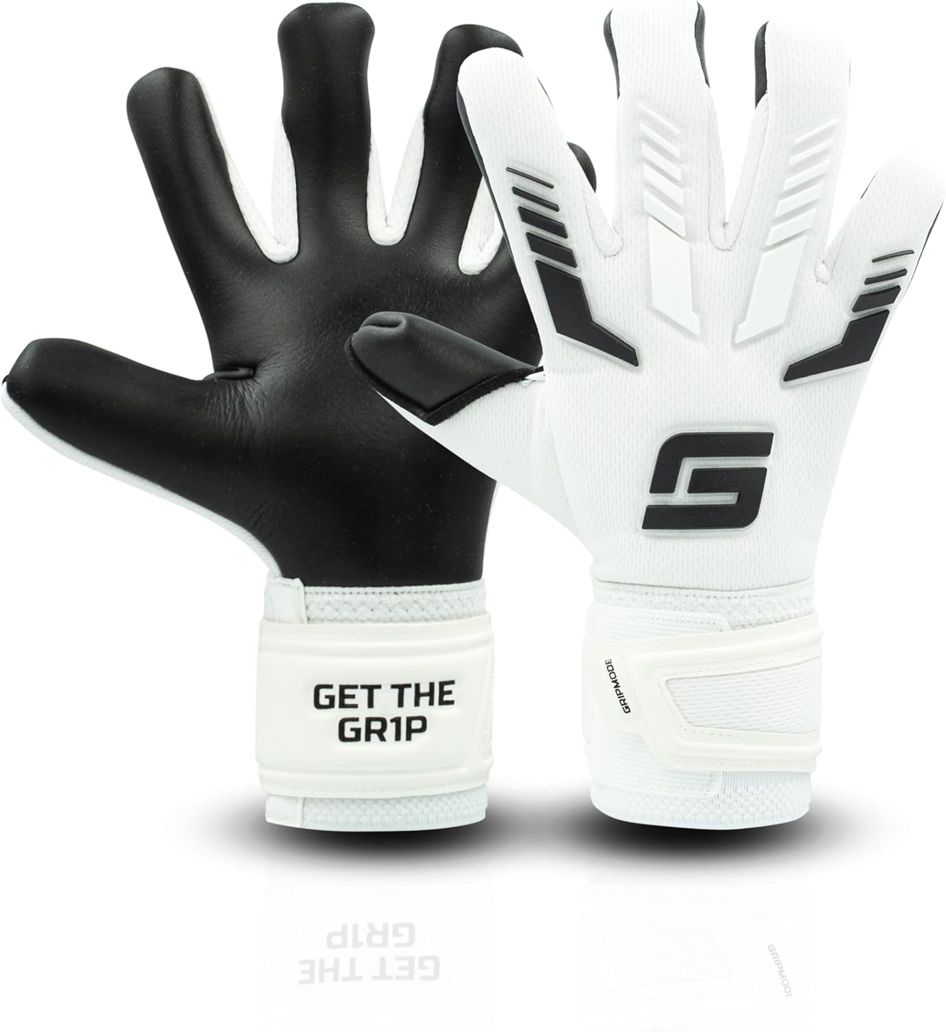 GRIPMODE Torwarthandschuhe Kinder Junior White 2.0 - Torhüter Handschuhe mit großer Fangfläche - Fußball Torwarthandschuhe mit 3 mm Griptec Latex für zusätzlichen Grip - Größe 4-6