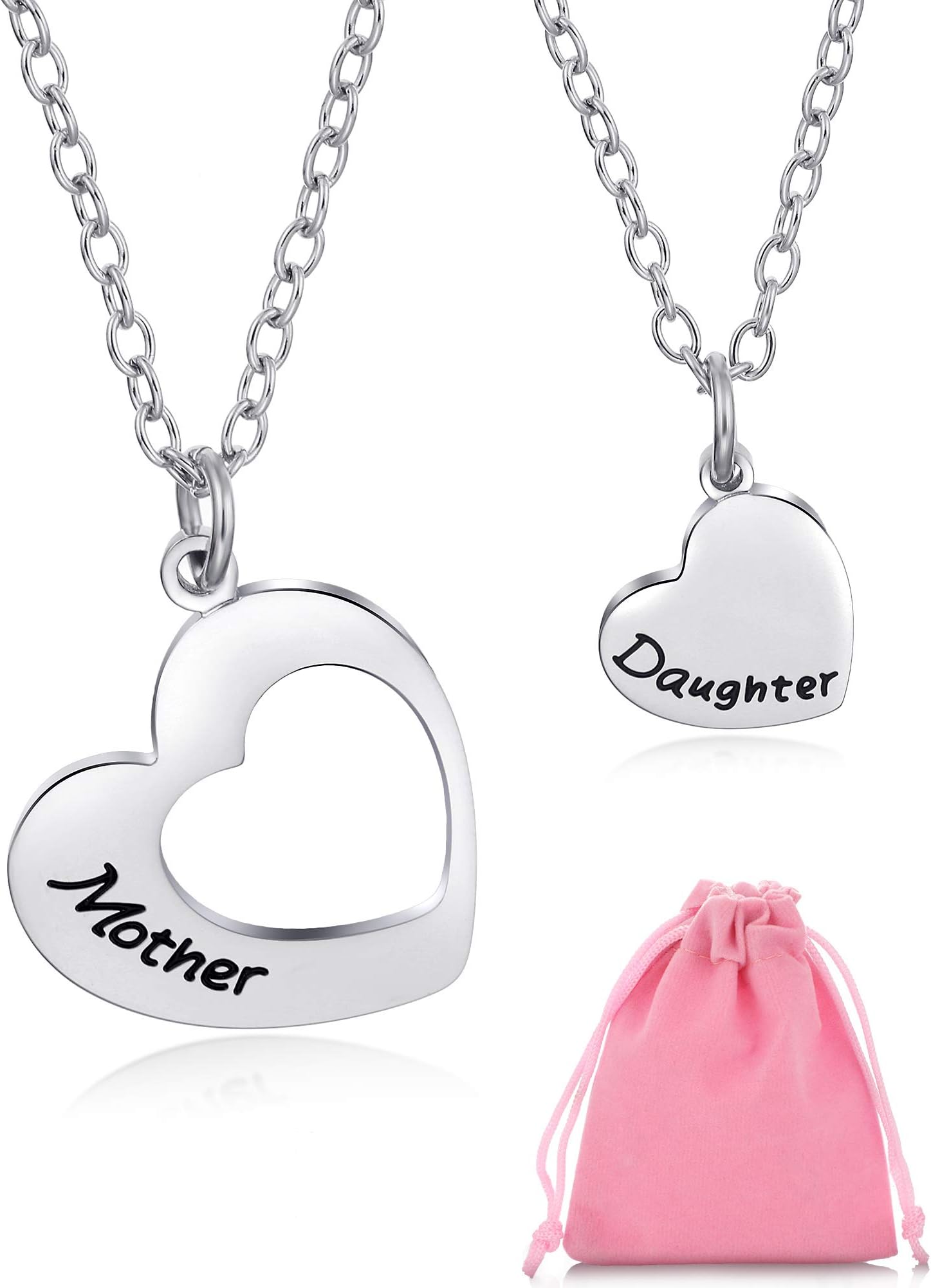 Norme Mother Daughter Necklaces Matching Heart Necklace Mother's Day Necklace Pendant for Birthday Jewelry Accessories Daily Wearing