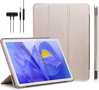 YOTOPT 10 Inch Tablet, Dual SIM Card, Android Tablet PC, 4GB RAM, 64GB ROM(256GB Expansion), 6000 mAh, HD IPS Screen, Tablet with Case, WIFI, Bluetooth, Videochat (Gold)