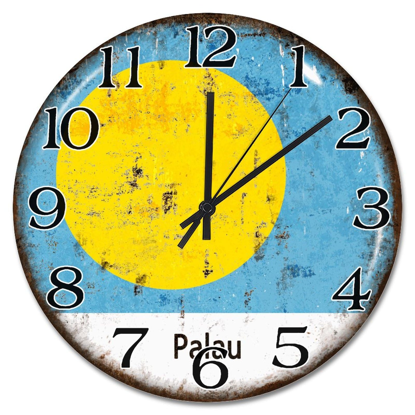 Horloge murale Palaos en bois 38,1 cm - Décoration rustique haut de gamme