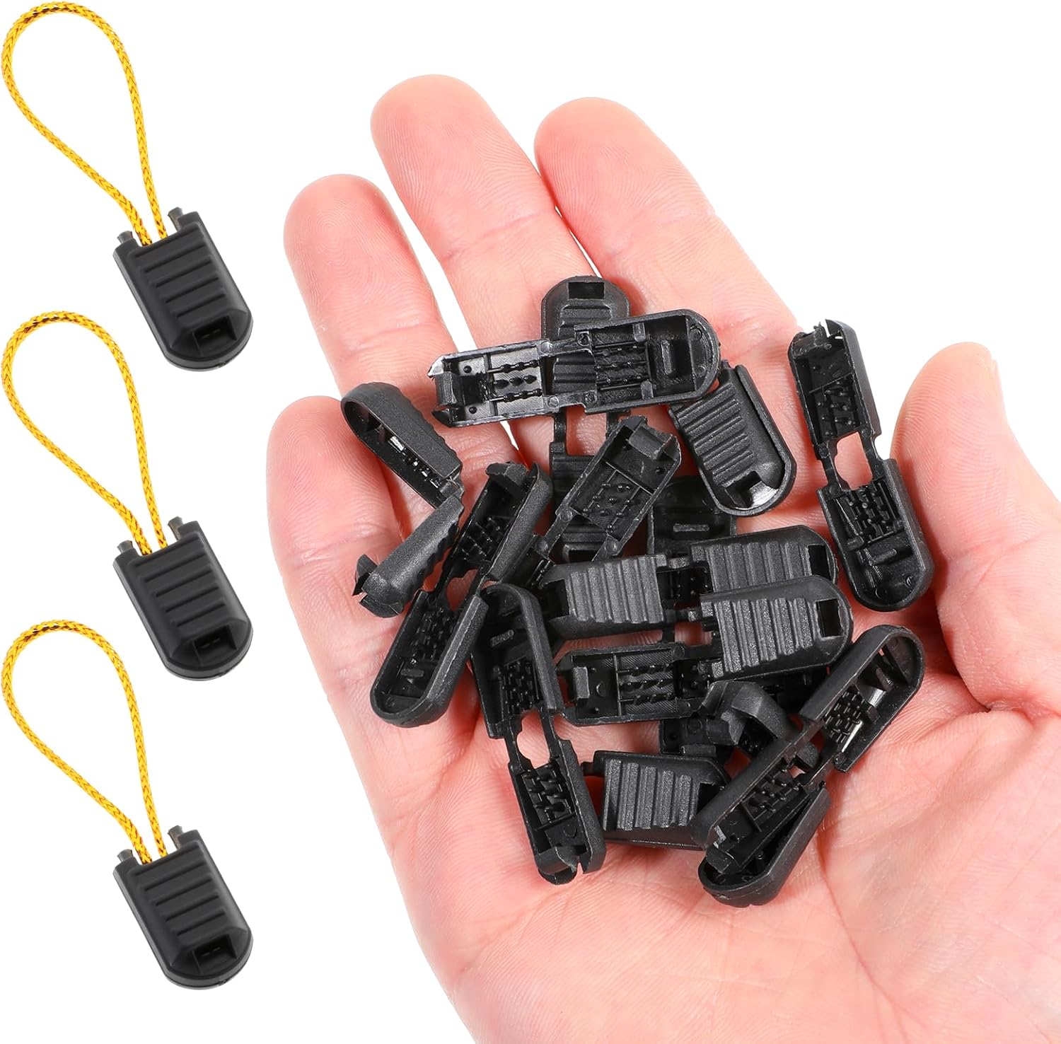 25 Pack Zipper Pull Tabs Cord Ends Tips, Shoe Lace End Tips Cord Lock Clips Cords Ends Tip Zipper Clips Replacement Quick No Tied Shoelace for Handbags Backpacks Marathon Running Shoe