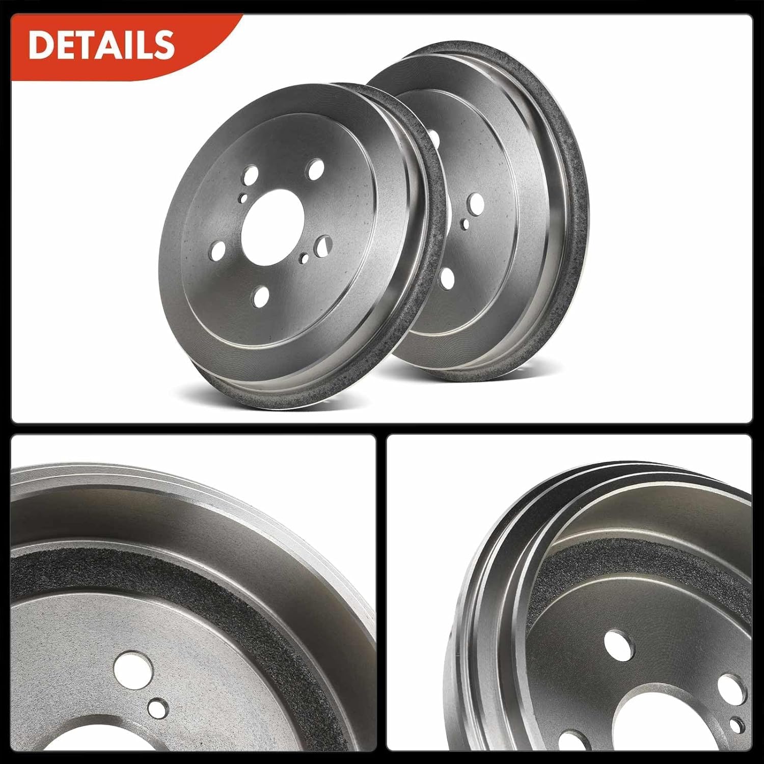 A-Premium Rear Brake Drums and Shoes Set Compatible with Toyota Corolla 2003-2008, Celica 2000-2005, Prius 2004-2008, 6-PC Set