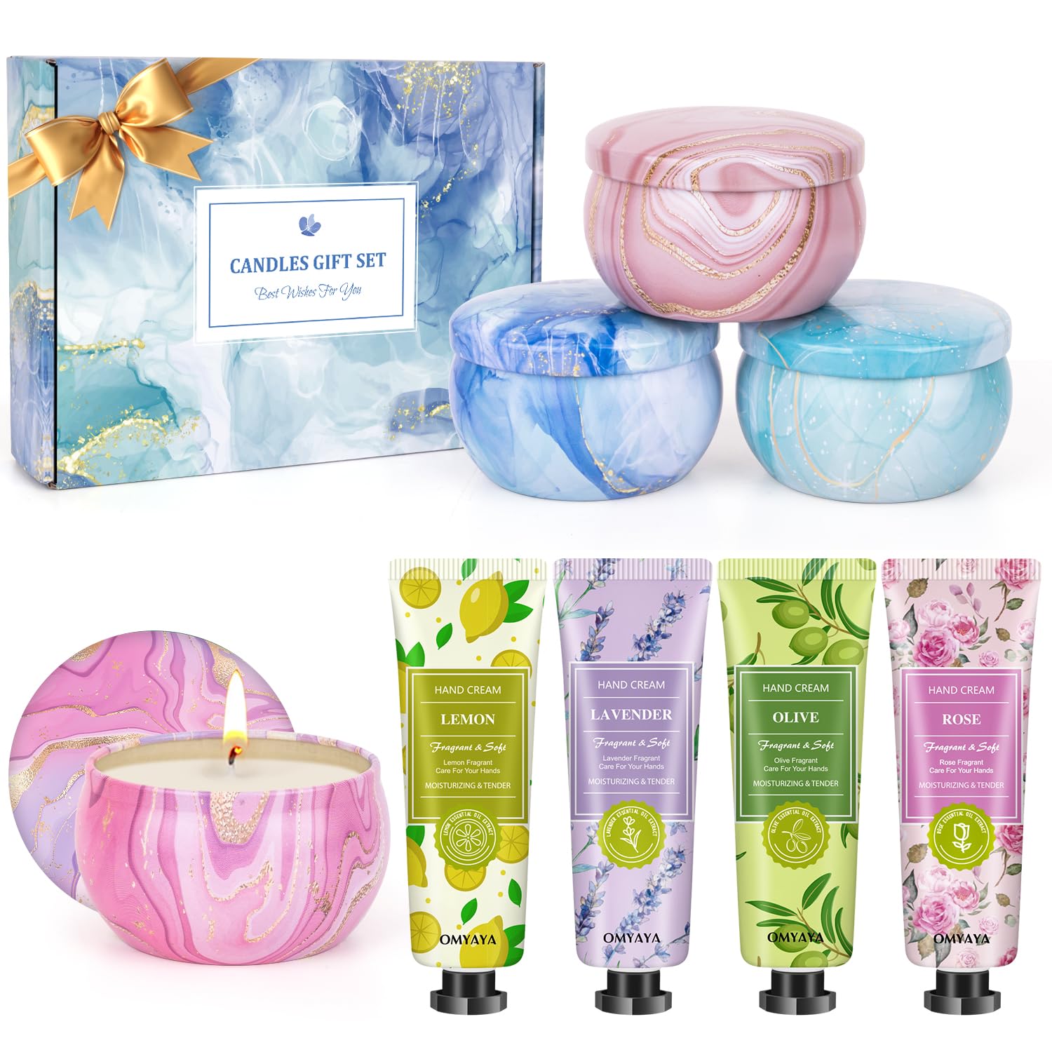 Gifts for Women - Candles Gift Set & Hand Cream Lotion Set (8 Pack), Ideal for Birthday Gift,Teacher Appreciation Gifts, Christmas Gift Set, Stocking