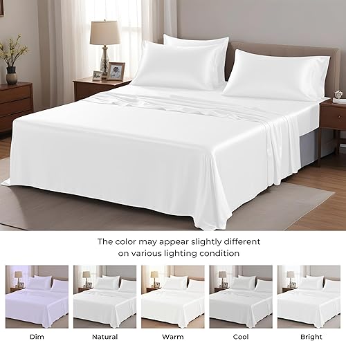 Miniatura 3 de LINENWALAS Sábana encimera tamaño King, 100% eucalipto Tencel, seda suave, tamaño King, sábanas superiores refrescantes de lyocell para cama de