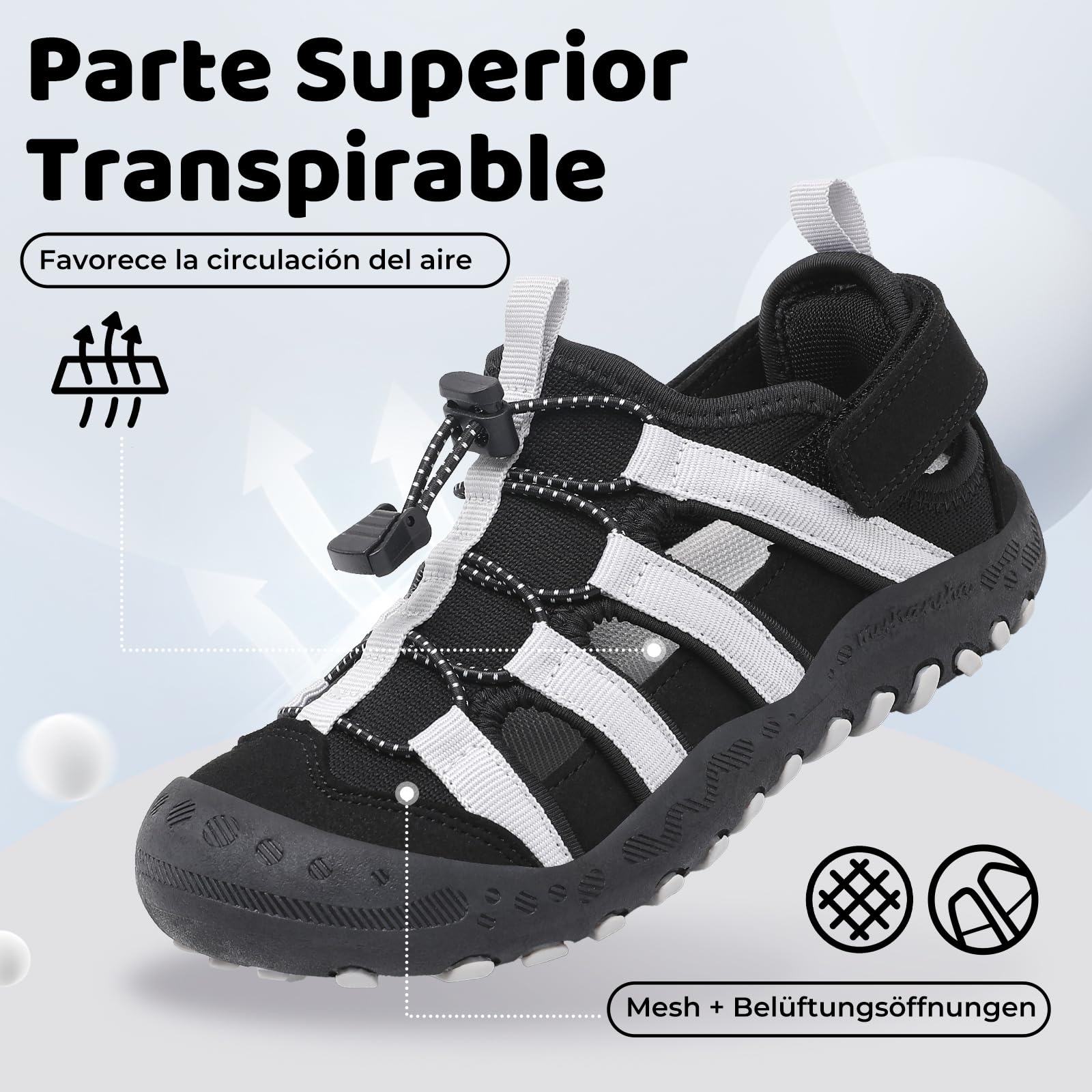 Mishansha Sandalias Deportivas para Niños con Puntera Cerrada Zapatos de Verano para Playa Senderismo Sandalias Tallas 26-38 - 4