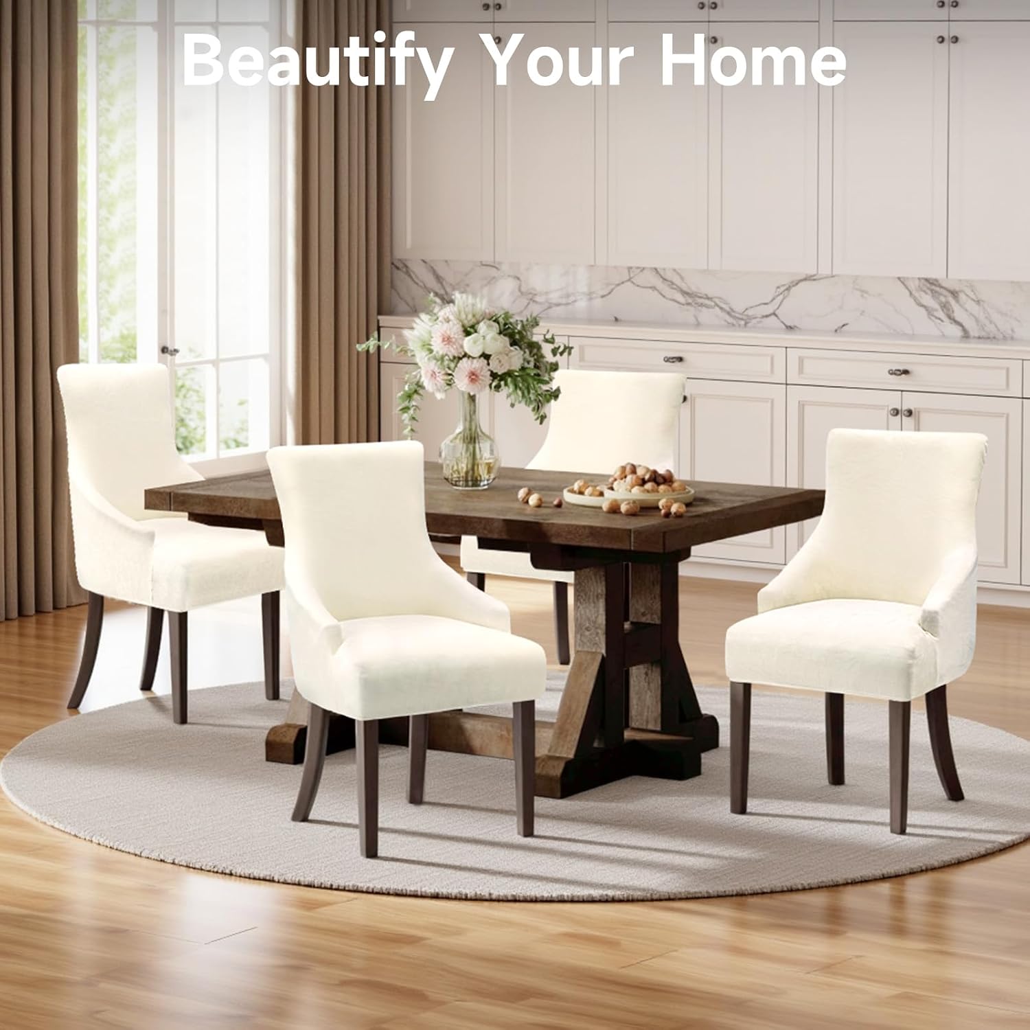 Wingback Dining Chair Covers Velvet Wingback Chair Slipcover Beige