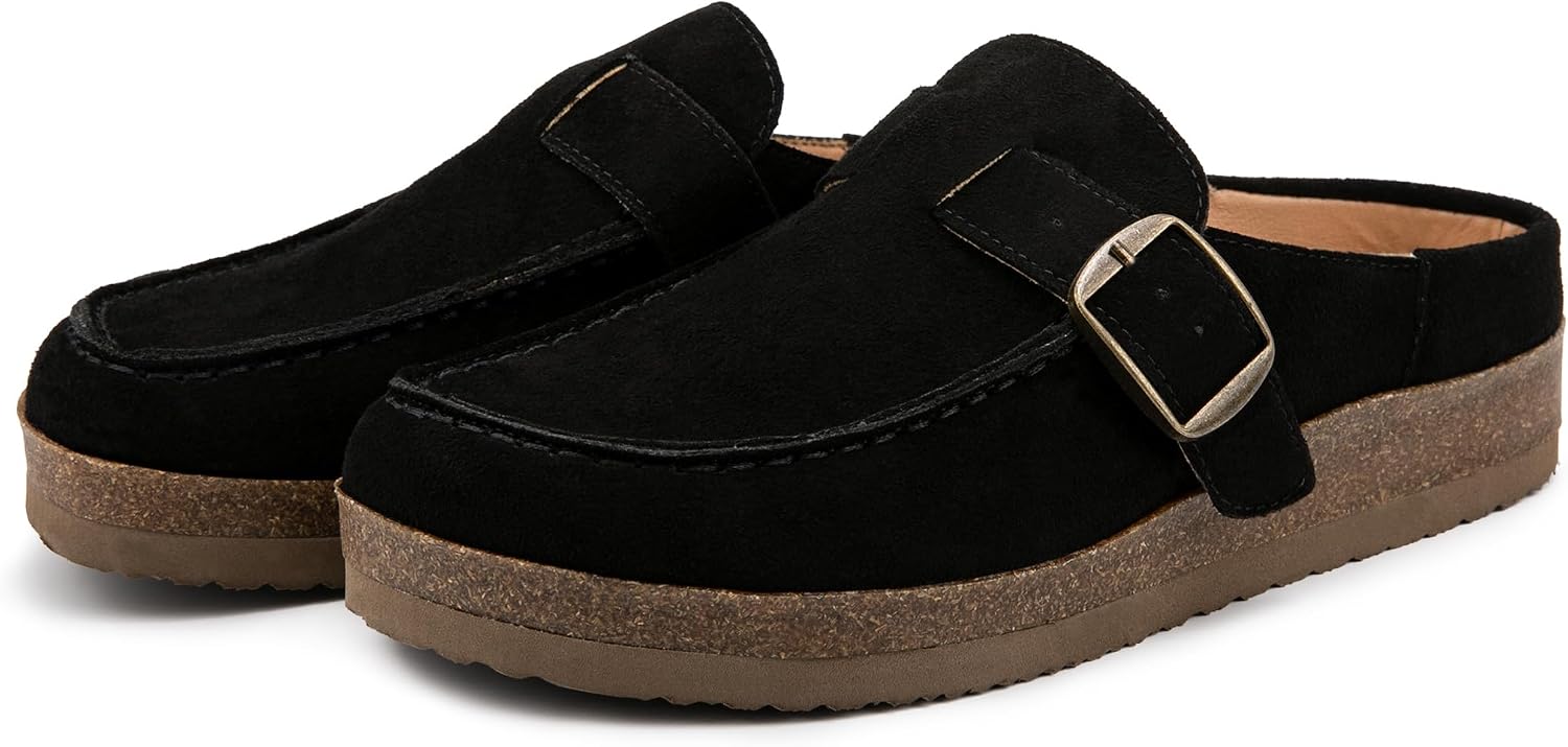 Women Eco Leather Buckle Clogs Non Slip Platform Mules Slip-On Slides image 5