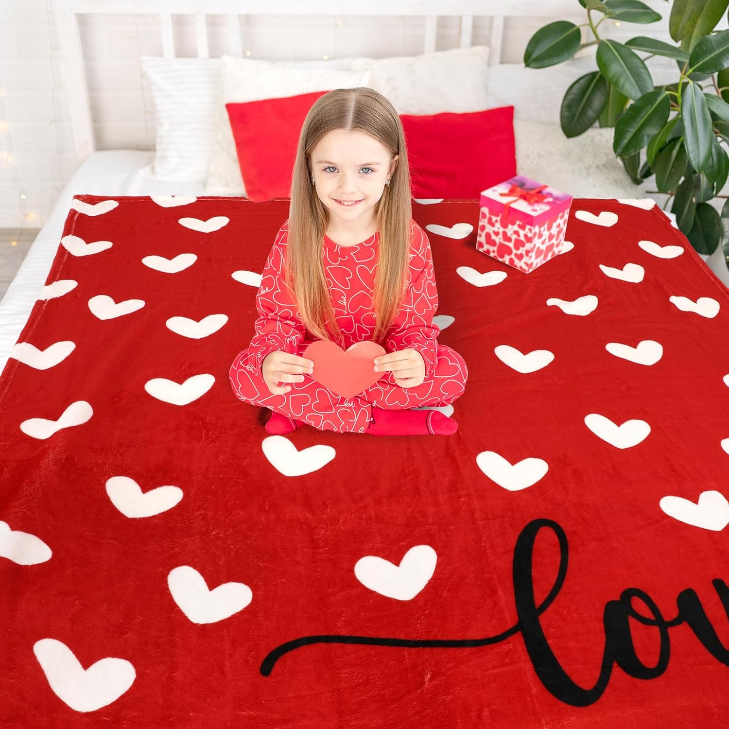 JarThenaAMCS Valentine Fuzzy Blanket Love Heart Throw Blanket Red Cozy Flannel Blanket for Home Bed Sofa Couch Chair, 50 x 60 Inch - Image 7