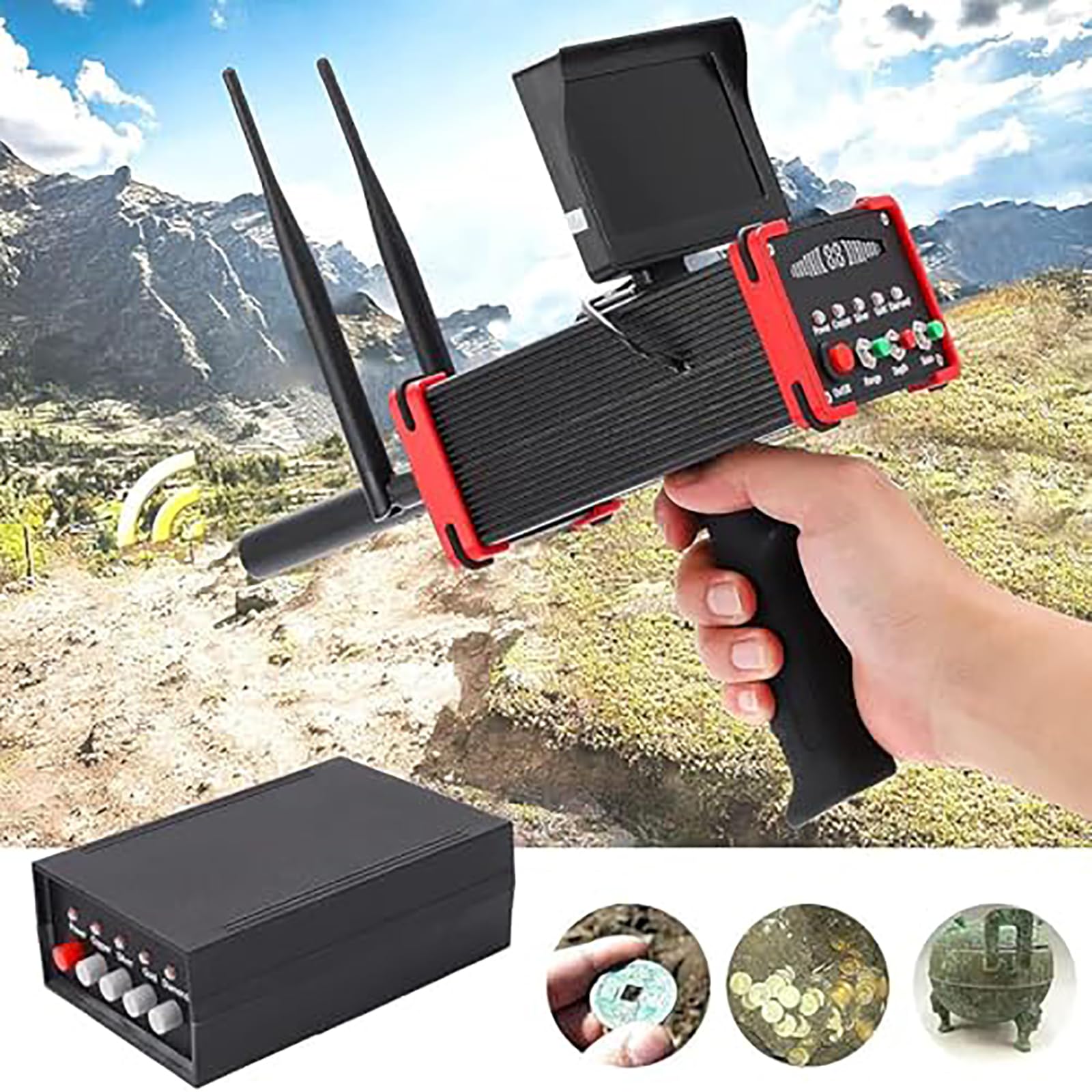 Détecteur de métaux avec écran LED, profondeur de 16 m et portée de 99 m pour la chasse au trésor