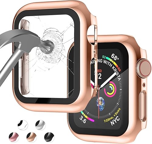 Miniatura 12 de Funda compatible con Apple Watch Series 9 Series 8 Series 7 de 41 mm con protector de pantalla de vidrio templado incorporado, funda protectora
