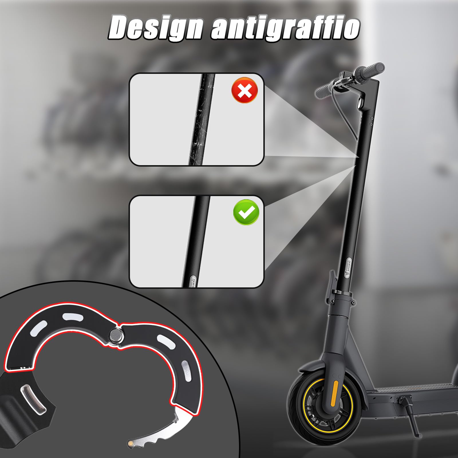 Serratura per scooter elettrico con custodia impermeabile e manicotto di bloccaggio in gomma, serratura ad alta sicurezza, per scooter elettrici/biciclette/e-bike (Nero)