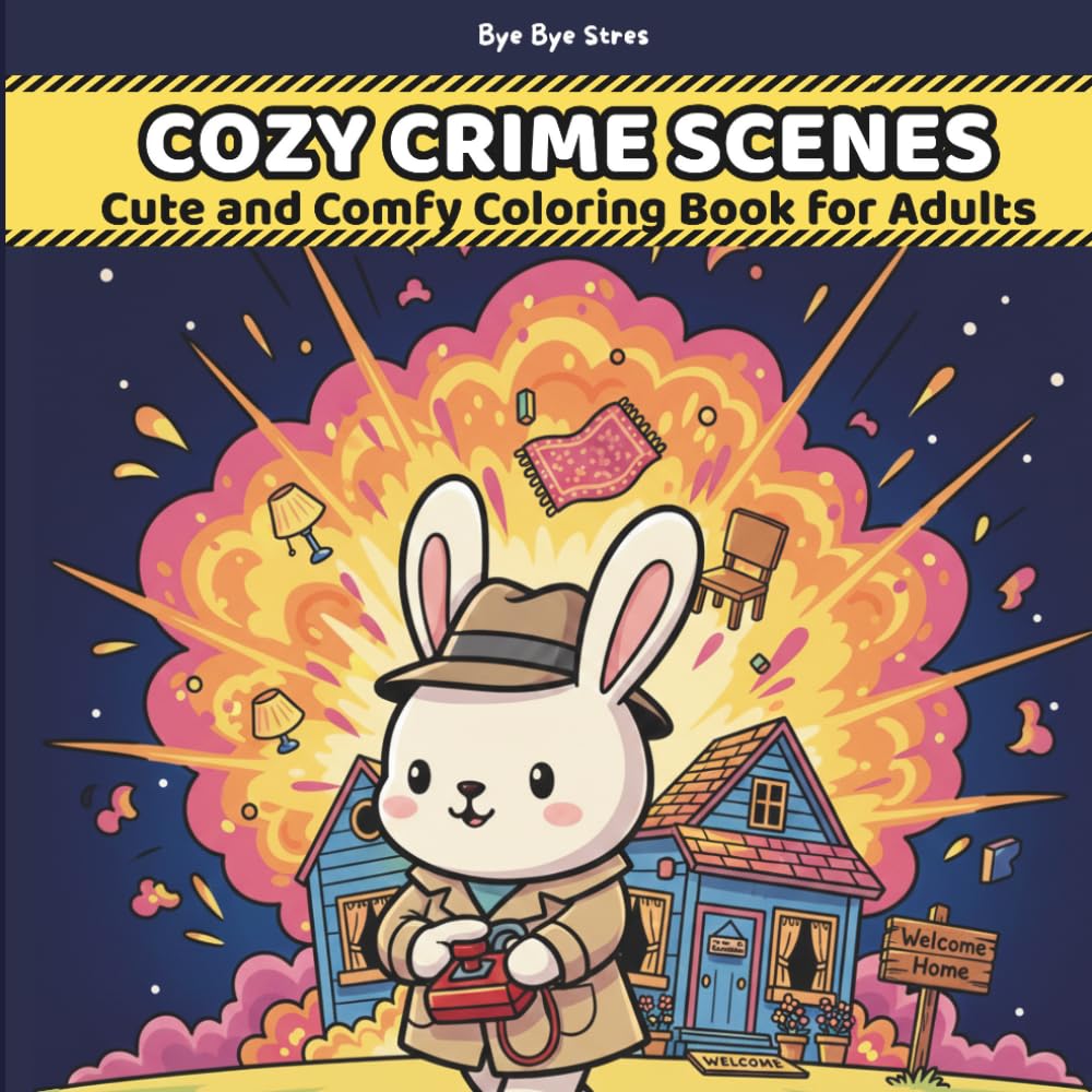 Cozy Crime Scenes A Dark Humor Parody Coloring Book for Adults: Featuring Cute, Chaotic and Explosive Crime Scenes to Color for Relaxation and Stress Relief (Bold & Easy)
