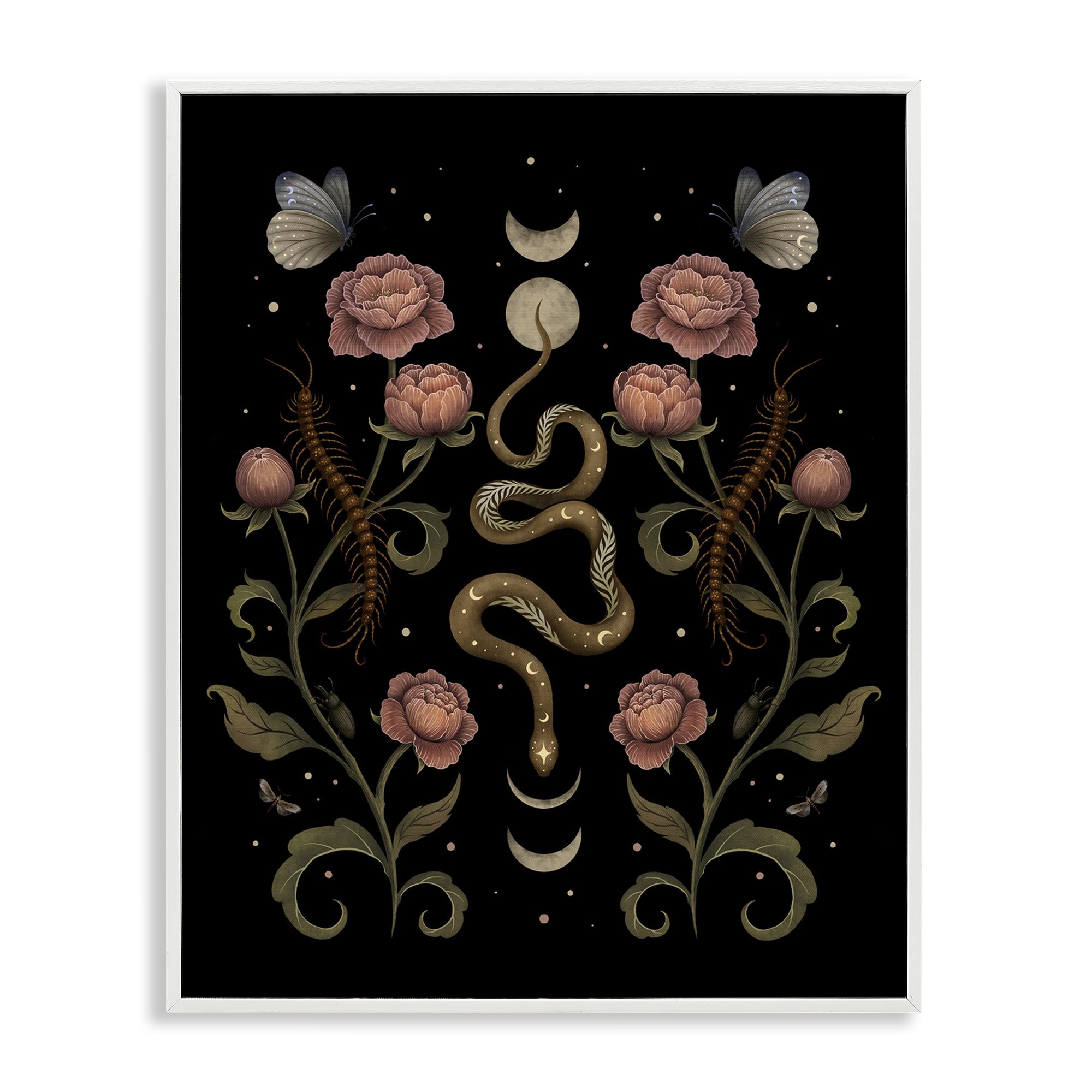 Stupell Industries 'Serpentine Garden Symmetry', Framed Giclee Art, White, 16 x 20 Inches, Easy to Hang and Sturdy, Made in USA, by Episodic Drawings