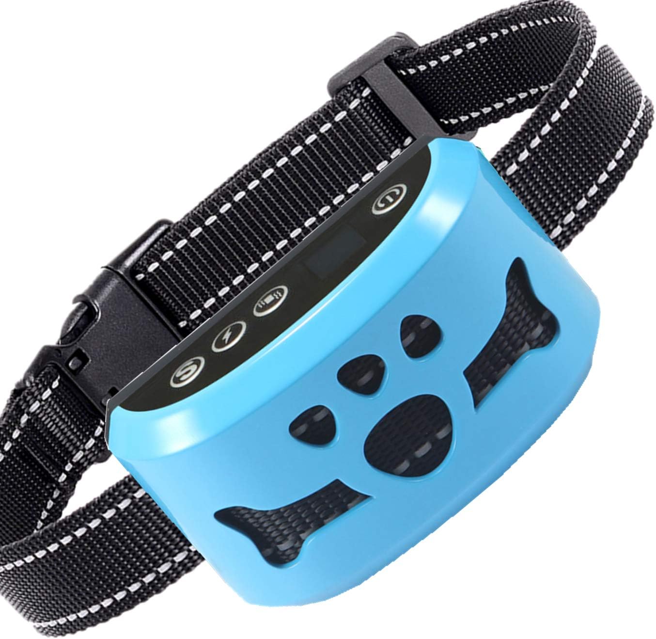 Dog No Bark Collar with Smart Detection Vibration and Harmless Shock- Rechargeable Anti Barking Device for Small Medium and Large Dog (Blue)