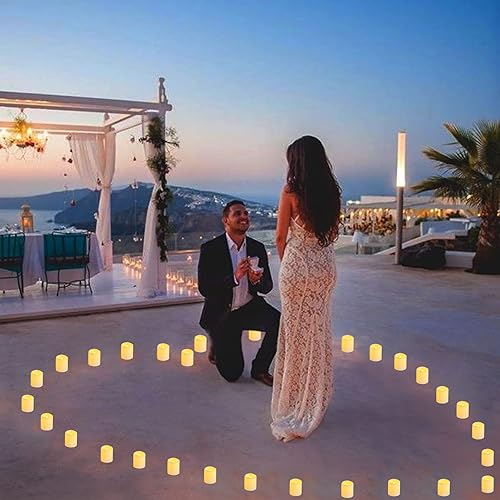 Miniatura 8 de Paquete de 36 velas de té sin llama de 1.5 x 1.8 pulgadas, funcionan con pilas, velas votivas LED parpadeantes, velas falsas eléctricas parpadeantes