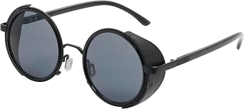 J&L Glasses Retro Steampunk Round Metal Glasses Side Shield Circle Frame Sunglasses Women Men