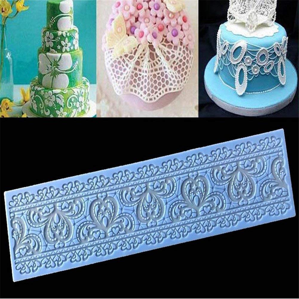 Valink - Tappetino in silicone con motivo a libellula, motivo a farfalle, in pizzo, per zucchero, artigianato, fondente, decorazione per torte e dolci, 39,5 x 9 cm