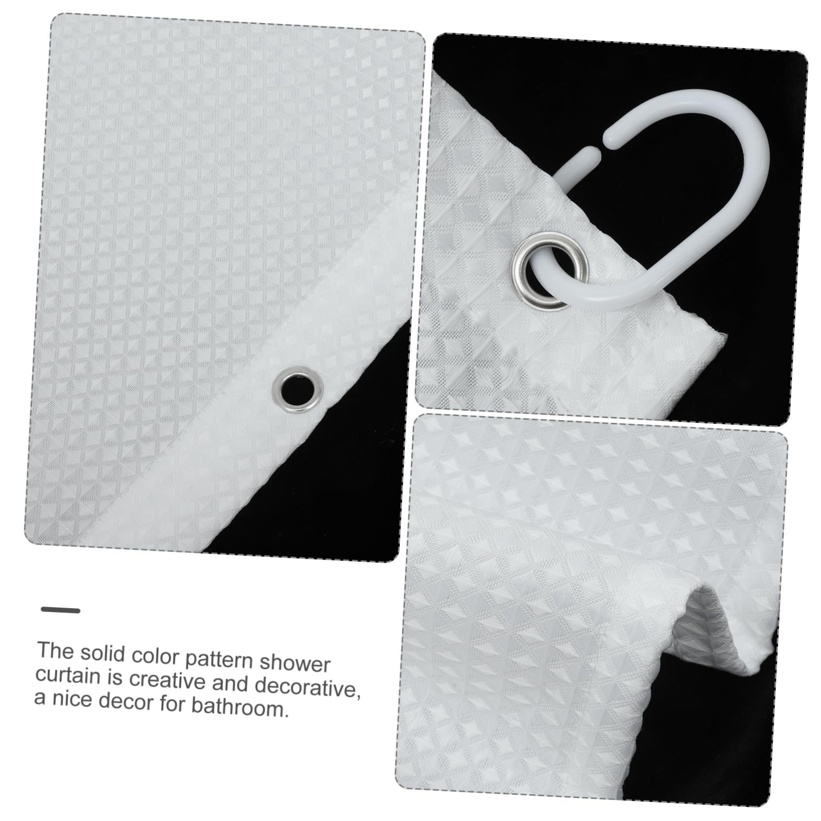 Tenda da Doccia in Poliestere Bianco con Ganci, Bagno | Tinta Unita, Texture Fine e Leggera, Installazione Semplice, per Bagno e Club Atletico