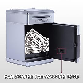 GuDoQi Piggy Bank for Boys Electronic Coin Money Bank Toy for 3 4 5 6 7 8 9 10 Year Old Children, Mini ATM Cash Coin Saving Box for Birthday Gifts Kids Age 3-10, Sliver