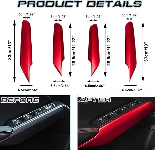 Miniatura 5 de Xotic Tech - Cubierta para interruptor de ventana de puerta interior con manija lateral, color rojo deportivo, compatible con Honda Civic 11