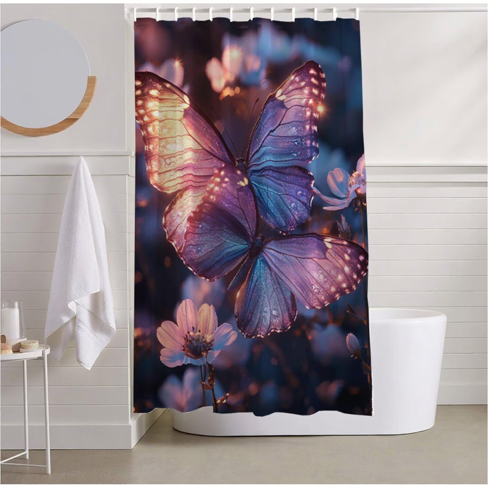 Rideau de douche pour baignoire facile à installer motif printemps nature 120x200