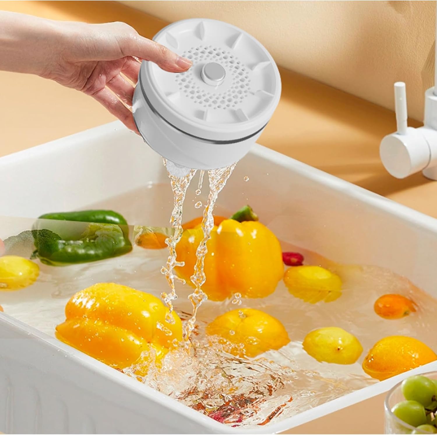 Fruit and Vegetable Washing Machine, Effortless Vortex Waterproof Fruit and Vegetable Washer Purifier, Fruits Cleaner Device for Home Kitchen (2Pcs)