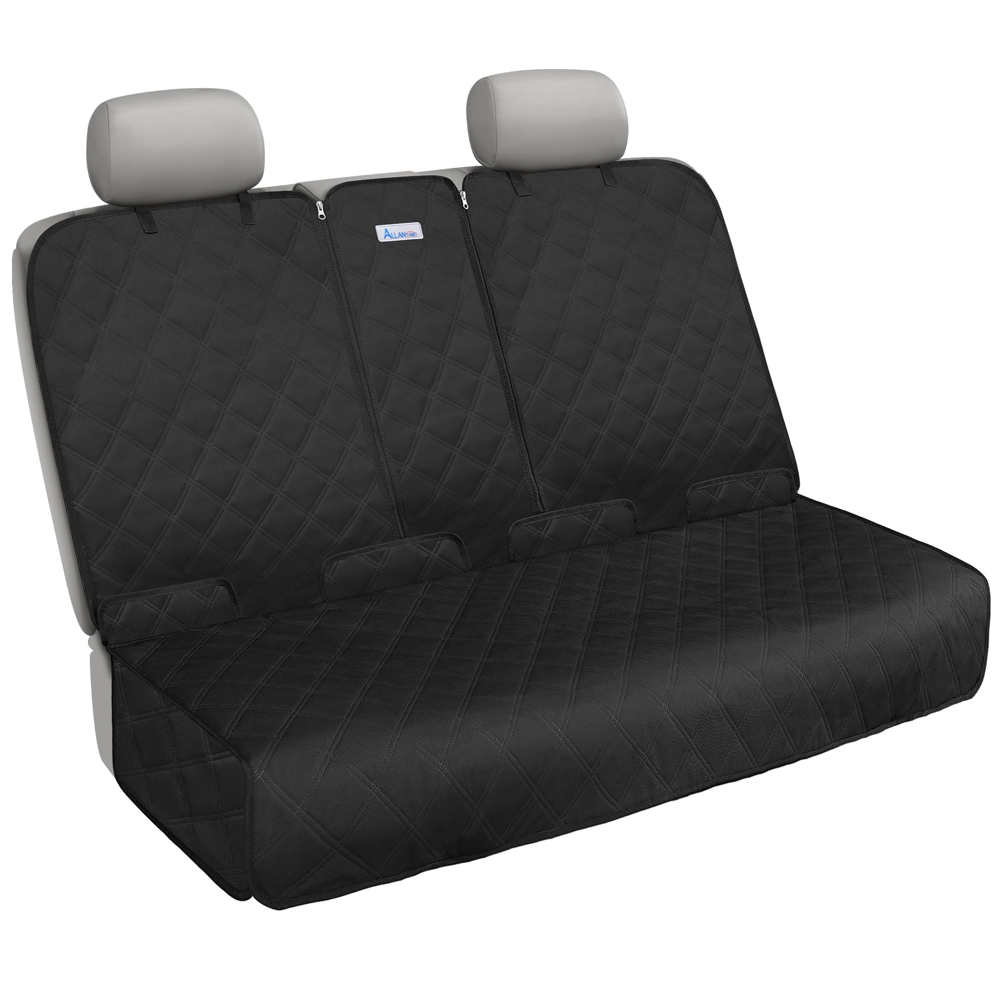 ALLANSING Back Seat Cover - 900D Oxford Waterproof Car Seat Protector, Fits Cars/SUVs/Trucks, Split Bench, Non-Slip, Dog/Kid Proof, Easy Clean(Black)