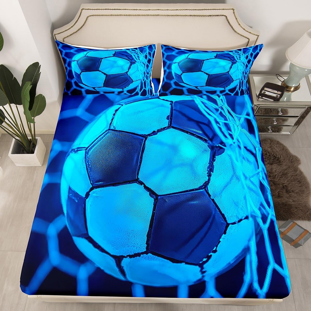 Camouflage Blue Fitted Sheet Full Size Black White Blue Camouflage Bed Sheet Room Decor Army Campaign Militarily Style Bedding Sets Abstract Geometric Dot Colorful 3 Piece Bedding Decor Set