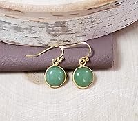 Vista 36 de 14K Gold Earrings for Women Handmade Green Jade Jewelry Green Stone Earrings for Women Dangle Birthstone Earrings Gift for Anniversary Graduation