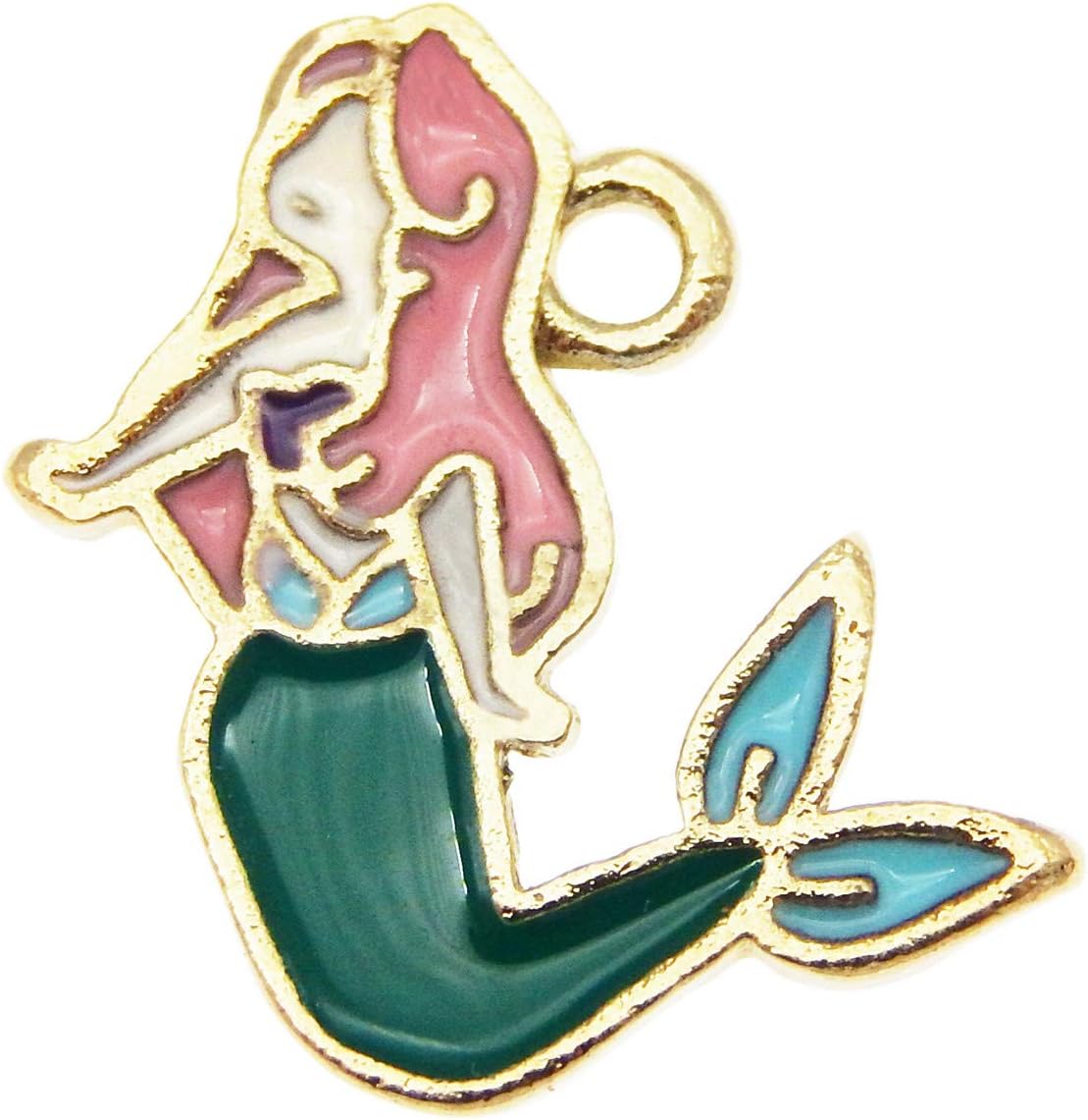 JJG 30 pcs Mermaid Charms Gold Tone Enamel Charms Pendant DIY for Necklace Bracelet Earring Jewelry Making - Image 2