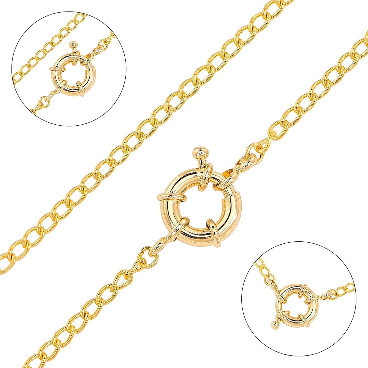 PH PandaHall 15pcs 3mm Rack Plating Metal Spring Ring Clasps Round Clasps and Closures with Closed Jump Rings Golden Springring Trigger Clasp Jewelry Connectors for Necklace Jewelry Ma