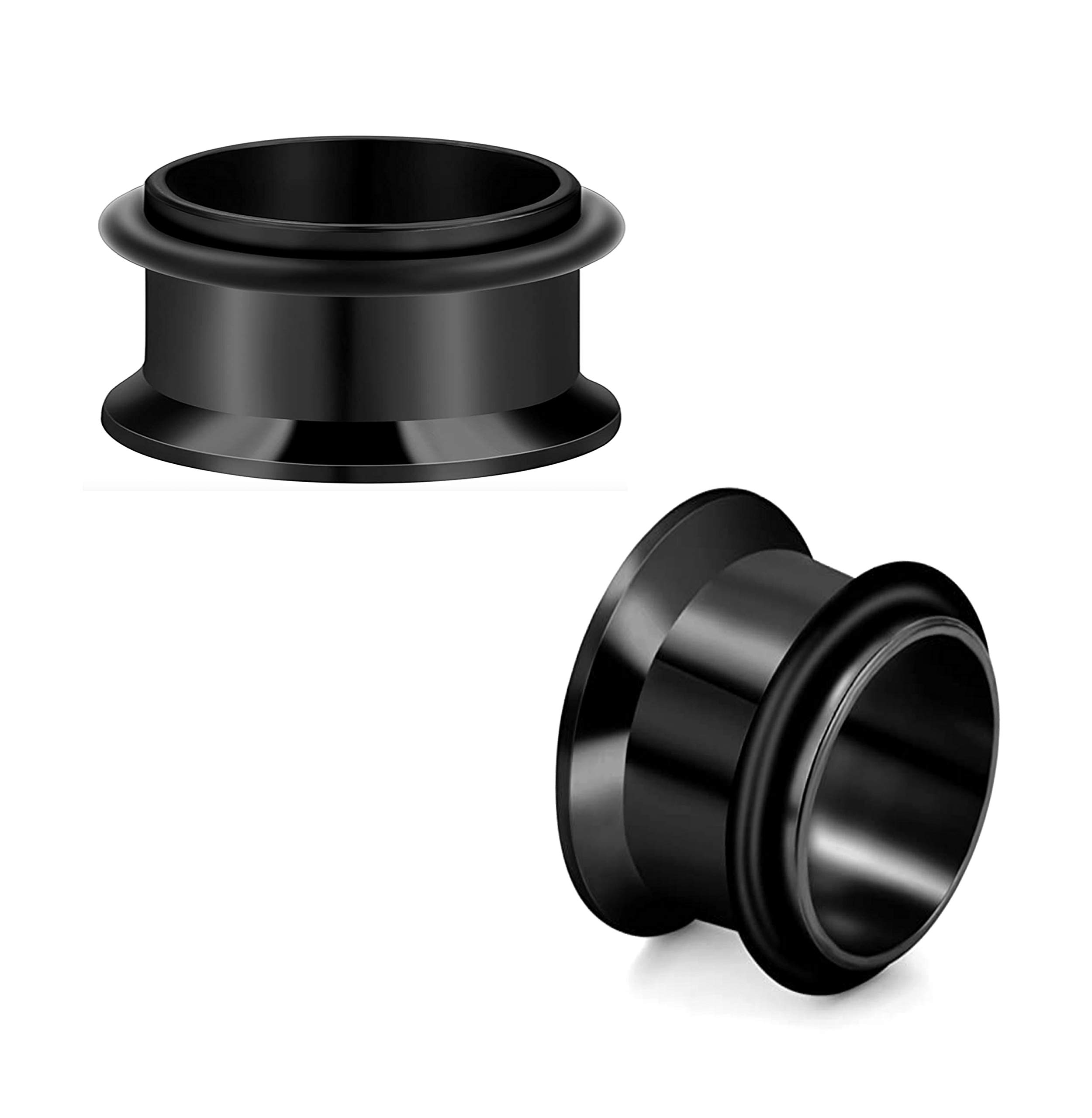 HEKEUOR Ear Tunnels Stretching Kit Stainless Steel Gauge Plugs Set Single Flared Stretching Kit Black Color 00g 7/16 1/2 9/16 5/8 3/4 7/8 1 Inch