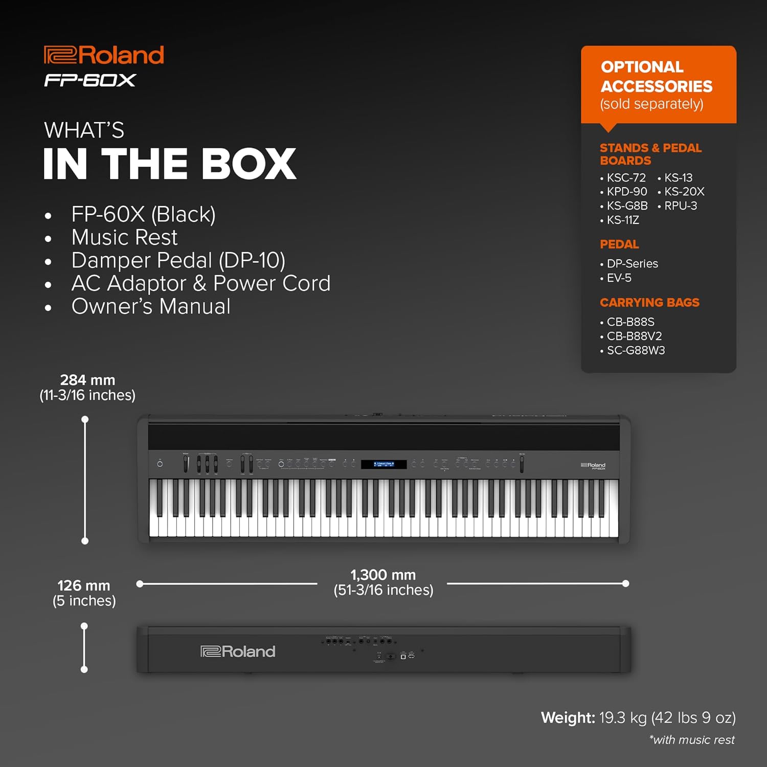 Roland FP-60X | Pro Performance 88-Note Digital Piano | Built-In Powerful Amplifier & Custom Stereo Speakers | Onboard Sound Customization | Curated Tones & FX | Bluetooth & MIDI Connectivity | Black