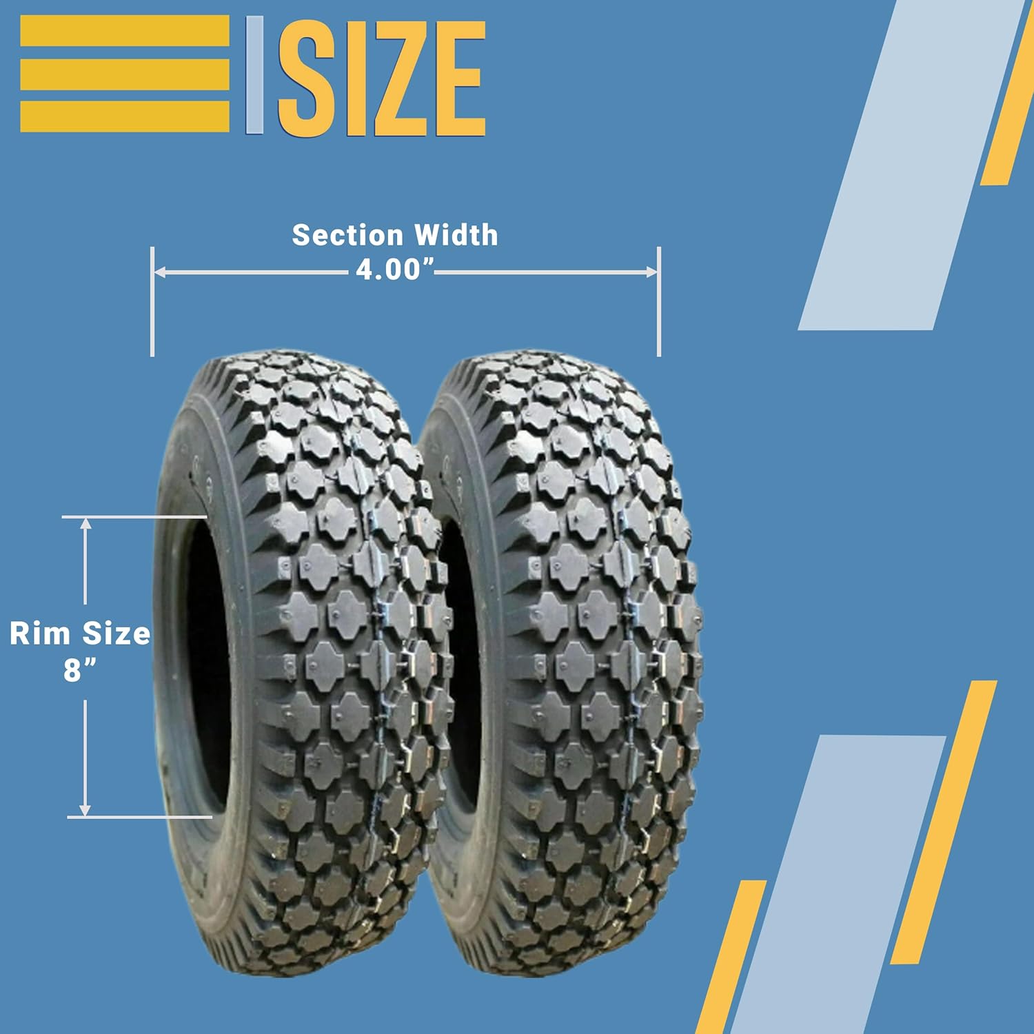 Two 4.80/4.00-8 Stud Tires Tiller 4.80-8 Tubes Gravely Go Kart Cart 480-8 480400, Perfect for Tiller, Gravely, Go Kart, Cart, 480-8 480400, Reliable Performance on All Terrains