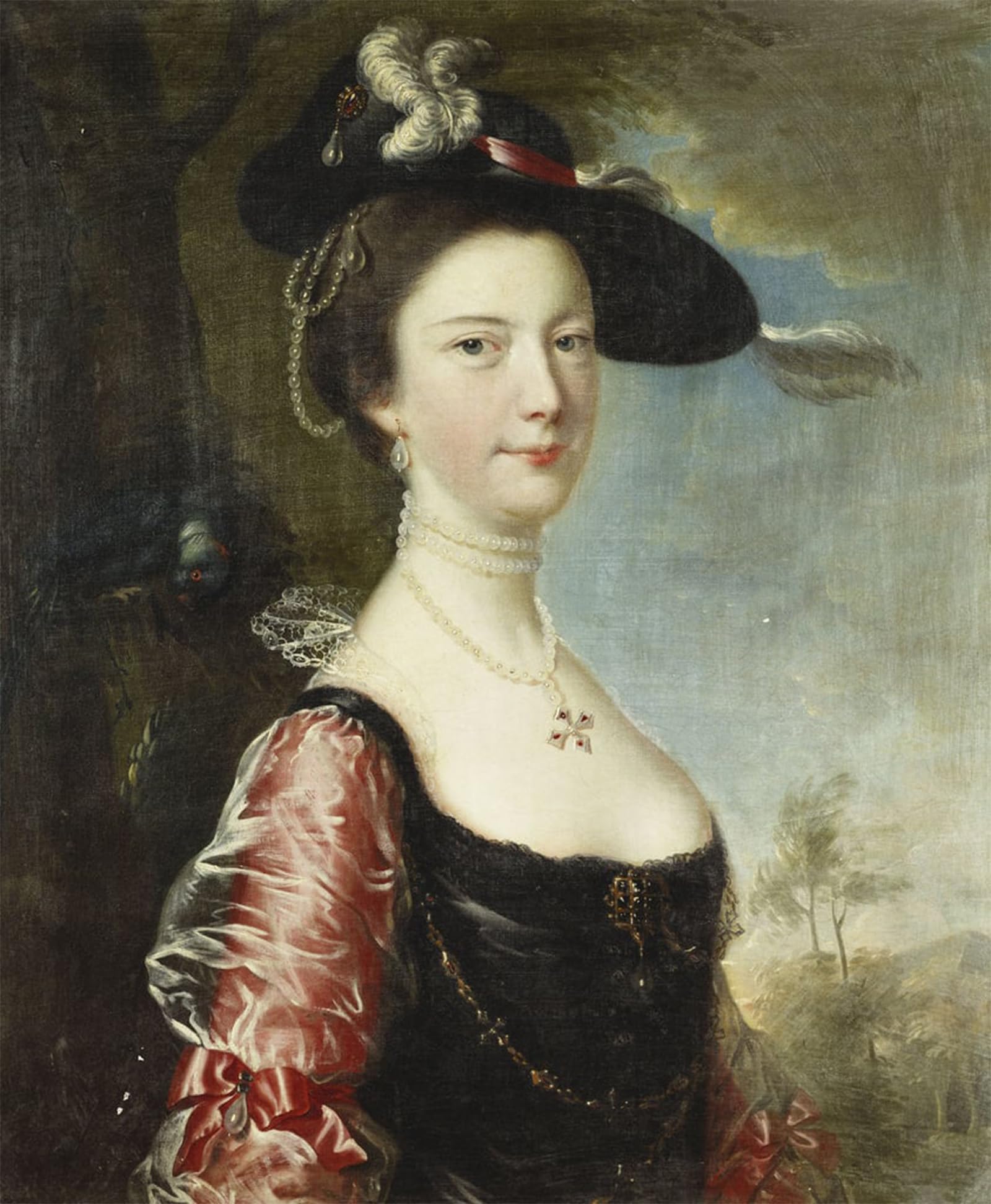 RZHRHJES Abstract Painting Poster Art Print Canvas Print Poster Portrait of His Wife Anne by Wright of Derby Landscape Canvas Painting for Home Decor 60x90cm