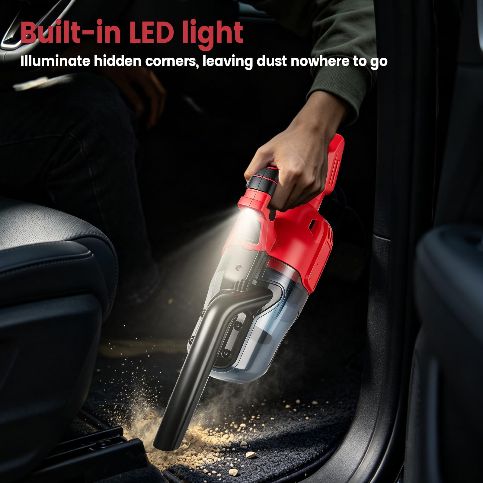 Aspirador de mano inalámbrico compatible con Milwaukee 18 V 16000 Pa con 4 boquillas y depósito de polvo de 0,75 litros para suelos duros, alfombras, pelo de mascotas y coches