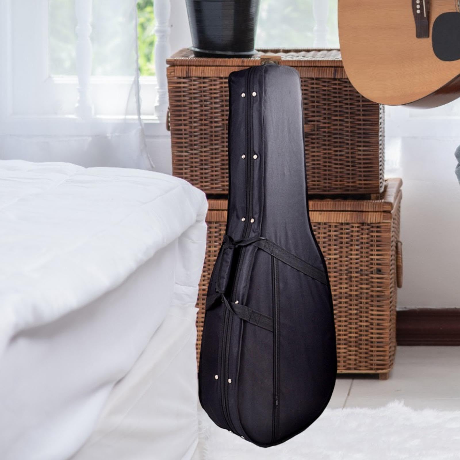 Estuche portátil Resistente con Detalles robustos y Elegantes. Ideal para guitarristas acústicos y Artistas de conciertos. Estuche rígido para bajo, Negro, 39 Pulgadas