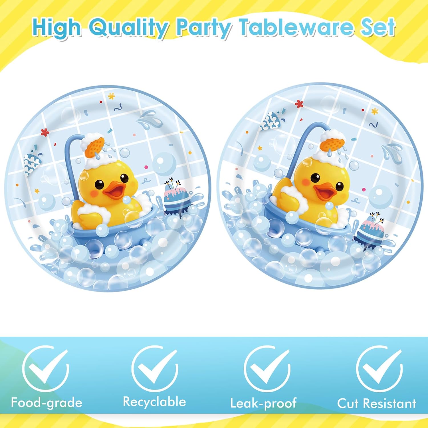 40pcs Duck Birthday Decorations, Disposable Duck Paper Plates and Napkins Tableware Set for Duck Theme Birthday Party Gender Reveal Baby Shower Decorations, Serves 20 Guests image 4