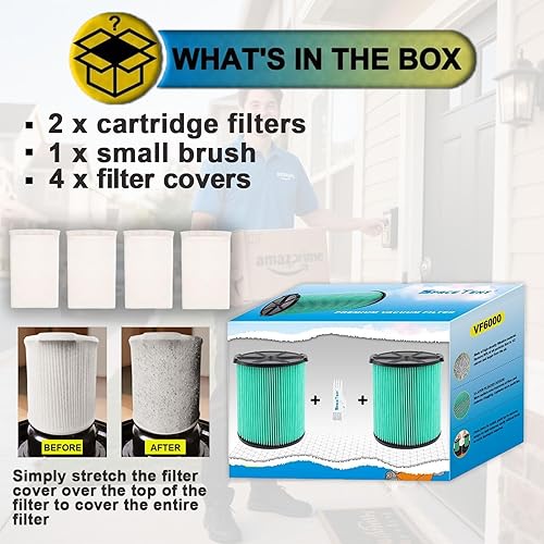 Miniatura 2 de Paquete de 2 filtros Hepa VF6000 de repuesto para filtro rígido de aspiradora 97457, filtro de papel plisado HEPA de 5 capas, compatible con la