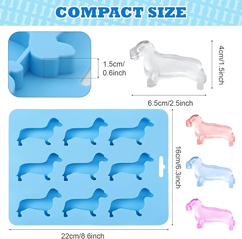 Miniatura 5 de Juego de 6 piezas de regalos de Navidad de perro salchicha, 2 bandejas de cubitos de hielo de silicona con forma de perro salchicha y 4 cucharas